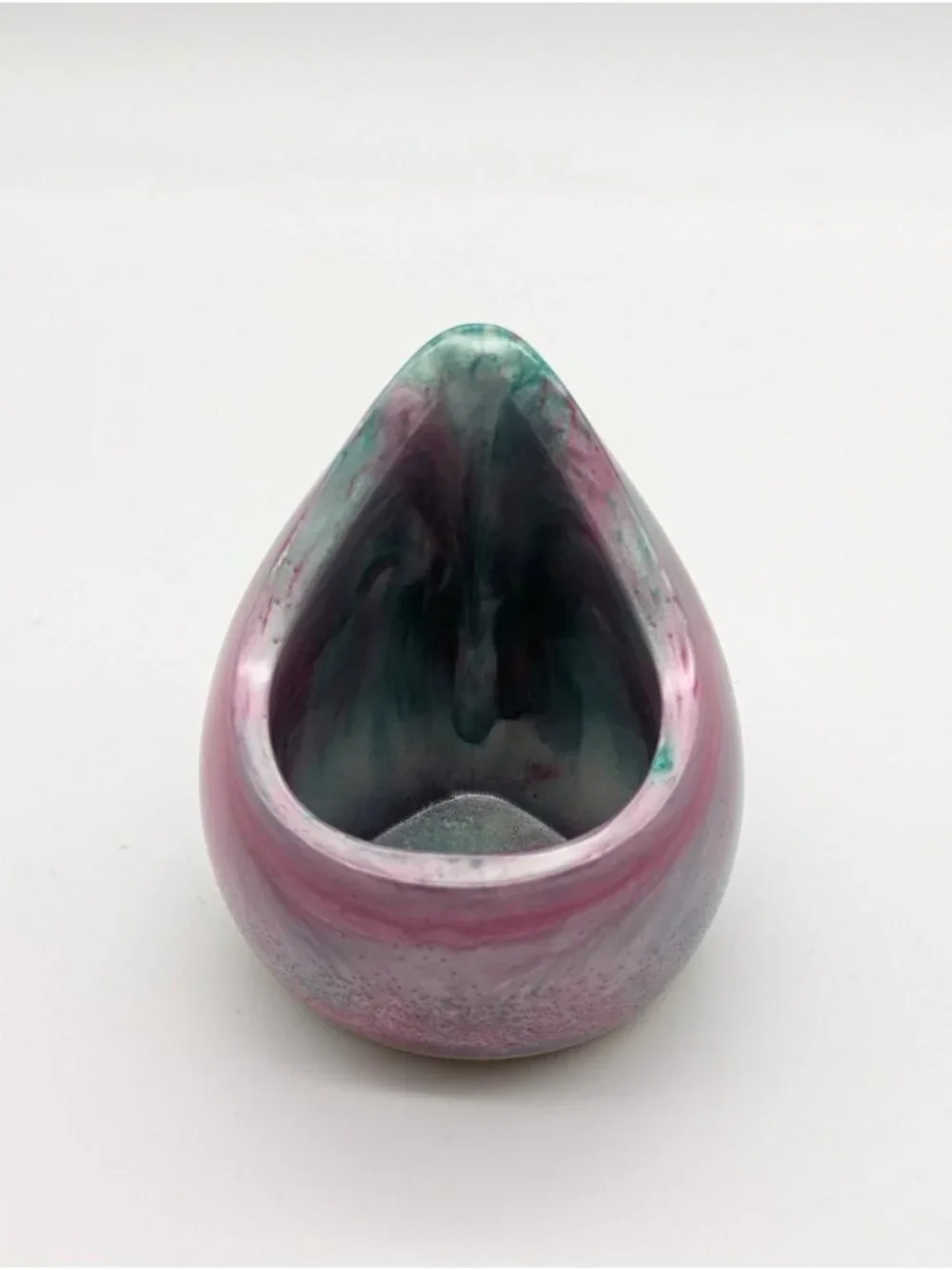 Handcrafted Resin Tealight Holder With Pink, Purple & Green Swirl Design